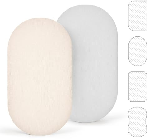 lulumoon Spannbettlaken Kinderwagen 40x90 Musselin: 100% Baumwolle | Bettlaken beistellbett weich und atmungsaktiv - Matratzenbezug mit Gummizug rutschfest - Geeignet für Babybetten Stubenwagen