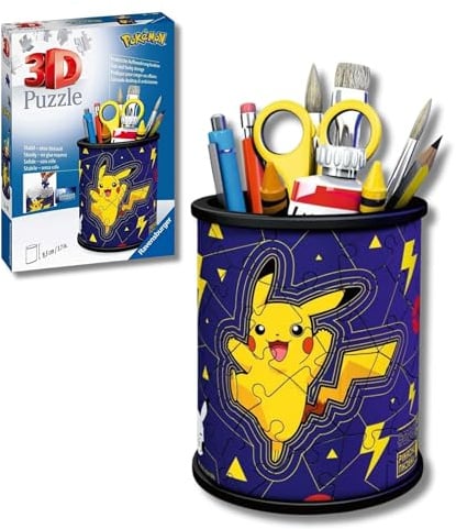 Ravensburger 3D Puzzle 11257 - Utensilo Pokémon Pikachu - Stiftehalter für Pokémon Fans ab 6 Jahren, Schreibtisch-Organizer für Erwachsene und Kinder