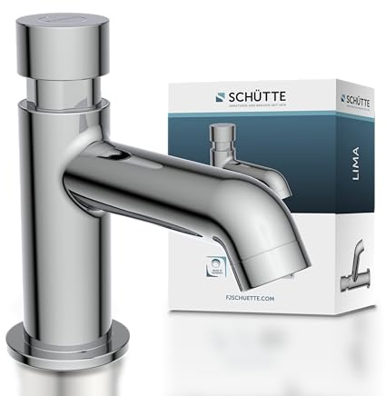 Schütte Kaltwasserhahn LIMA, Kaltwasser Armatur für das Bad, Wasserhahn Bad nur für Kaltwasser, Standventil mit schickem Druckgriff, 46951