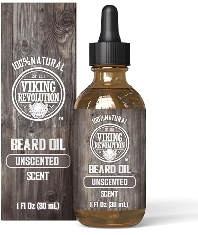 Viking Revolution Bartöl zum Entwirren – natürliche Argan- & Jojobaöle, nicht parfümiert, weich, glättet & stärkt das Wachstum des Bartes – Pflegebehandlung für Bart & Schnurrbart – 1 Stück