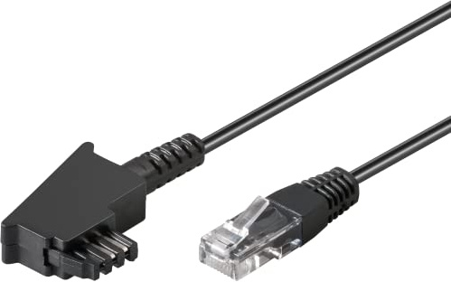 Goobay 60661 Routerkabel, Telefonkabel, Anschlusskabel für DSL/ADSL/VDSL, TAE-F Stecker auf RJ45 Stecker (8P2C), schwarz, 30 Meter