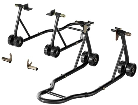 SPECSTAR Motorrad Montageständer Set 400 kg, Motorrad Ständer U+L Typ für Reifenbreite 23-31cm,Schwarz
