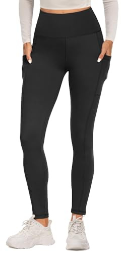 FOTOCITI Sport Leggings Damen mit Tasche High Waist Sporthose, Schwarz | Lang Blickdicht Sportleggins,Push Up Yogahose,Bauchweg Laufhose ,Fitnesshose für Yoga, Gym