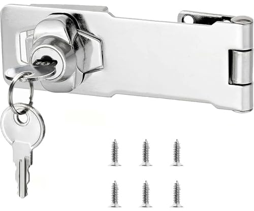 Schrank Schloss, 100 mm (4 in) Überfalle Abschließbar mit Schlüsseln Silber | Rostfreie Stähle Hasp Lock Vorhängeschloss Torriegel, Möbelschloss mit Schlüssel Schloss Vorrichtung