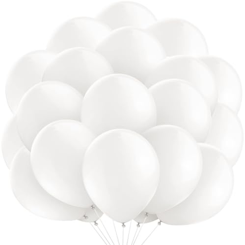 Koboko Luftballons Weiß, 20 Stk 10 Zoll Weiße Luftballons, Hochzeit Ballons Weiß, Weisse Luftballon Hochzeit Deko, Weiße Latex Helium Ballons Party Deko für Geburtstagsdeko, Hochzeitsdeko, Brautparty