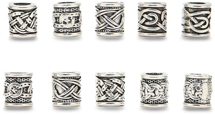 10Pcs Wikinger Bartperlen Viking Bart Perlen Dreadlock Tube Perlen Anhänger Haarschmuck Haar Flechten Werkzeug Mode Langlebig Exquisite Home DIY Männer Freunde Friseursalon