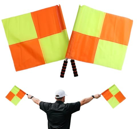 2 Stück Fußball Schiedsrichter Fahne, Schiedsrichter Linienrichter Flagge, Orange Und Gelb, Ergonomischer Griff, Fußball Trainingsausrüstung Für Fußballspiele, Professionelle Ligen