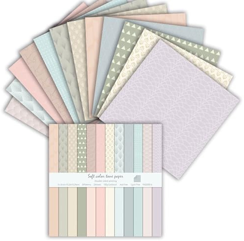 MerwDeeyt Scrapbook Papier 24 Blat Buntes Muster Bastelpapier (Boho 1) | 15,2x15,2 cm/6x6 in, Doppelseitiges, Blumen Motivpapier, Vintage Dekopapier, für Journal Scrapbooking