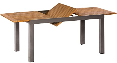 gartenmoebel-einkauf Gartentisch Ausziehtisch 150/200x90cm, Gestell Alu in Frabe Graphit, Tischplatte Akazie braun geölt, Outdoor