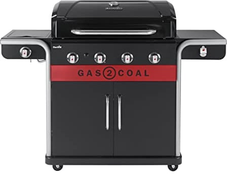 Char-Broil Gas2Coal 440 (2.0) Hybrid Grill, Schwarz | 4-Brenner, Gas & Kohlegrill, Mit Seitenbrenner