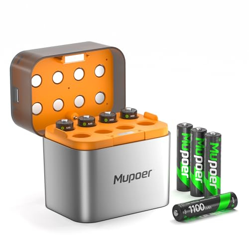 AAA Akkus Wiederaufladbar mit Ladegerät 8er-Pack,Akku-Ladegerät AA/AAA für Lithium/NiMH,Aufladbare Batterien AAA NiMH 1.2V 1100mAh,Akku AAA für Gigaset Telefon,Kamera,Rechargeable Battery 3A