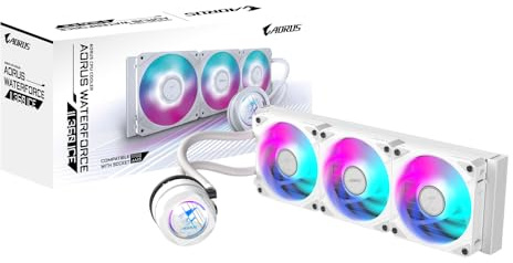 GIGABYTE AORUS WATERFORCE II 360 Ice AIO Flüssigkeits-CPU-Kühler - 3x120mm ARGB-Lüfter, Schiebe-in-Verriegelungsmechanismus, Daisy-Chain, kompatibel mit Intel LGA 1851 und AMD AM5