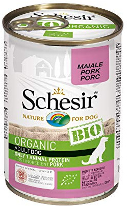 Schesir Dog Bio Monoprotein Schwein, Hundefutter nass, 6 Dosen x 400 g