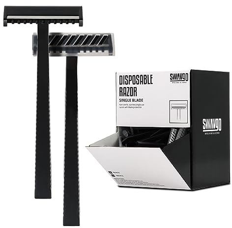 SWAVGO Einmal-Rasierer 1 Klinge 100 Stück/Pack - Einmal Rasierer Einwegrasierer Männer Frauen einklinge einschneidig - für Tattoo Studio, Kosmetikstudio etc. (1 Pack)