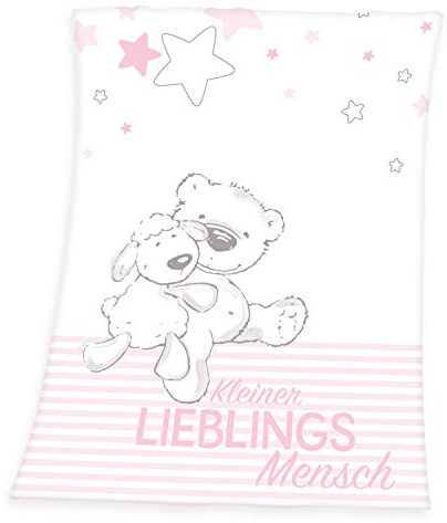 Herding Baby Best Lieblingsmensch Microfaser-Flauschdecke, 75 x 100 cm, Polyester, Rosa