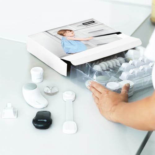 BABYGO® Premium Qualität Babysicheres Set für Zuhause und Küche | Babysicherheit Magnetisches Schrankschloss | Backofen Kindersicherung | Türstopper baby klemmschutz | eckenschutz baby Weiß