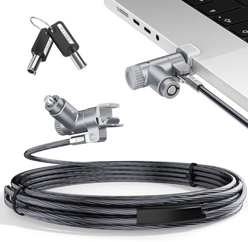 AboveTEK Laptop-Kabelschloss, professionelles Laptop-Sicherheitsschloss mit 2 Schlüsseln, schnittfestes Stahl-Verriegelungskabel, kompatibel mit MacBook Pro 14 Zoll & 16 Zoll Modellen