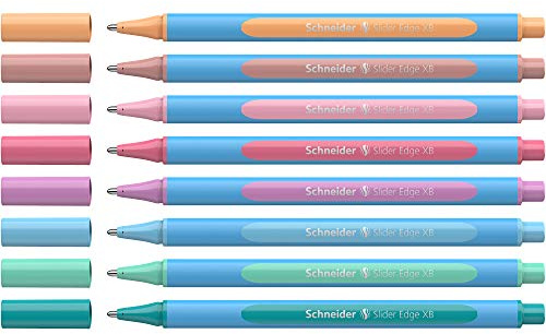 Schneider 152289 Slider Edge Pastell XB Kugelschreiber (Dreikant-Stifte mit Strichbreite XB) 8 Stück sortiert