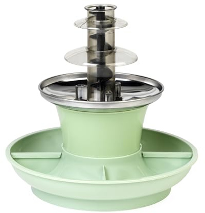 Giles & Posner Sorbet Gloss Schokoladenbrunnen, 3 Etagen, elektrisch, grün | Heizbasis 0–50 °C, 25-W-Motor, Abschaltautomatik, Überhitzungsschutz, abnehmbare Schalen, für Schoko- oder Käsefondue