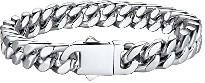Bestyle Silberarmband Herren 21cm Lang Edelstahl Panzerkette Armbänder für Herren Glieder Hip Hop Rapper 9mm Breit