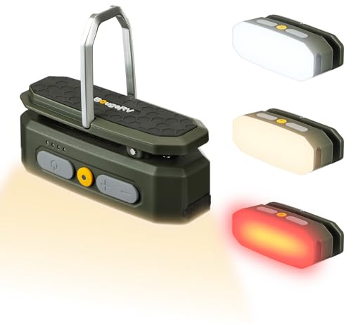 BougeRV Campinglampe AL01, Sensorlicht, Bis zu 48 Std. Laufzeit, Dunkelgrün | 380LM, 3200mAh, Aufladbar, 5 Helligkeitsstufen, 4 Lichtmodi, Camping laterne mit Haken und Magnet für Camping und Notfälle