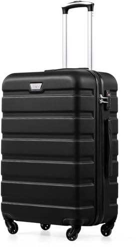 COOLIFE Koffer Groß für Aufgabegepäck, Geschäftsreise, 77cm XL, PC+ABS, Hartschale, Leicht Robuster, Rollkoffer mit 360° Spinner Räder, YKK Reißverschluss, TSA Zahlenschloss, Schwarz