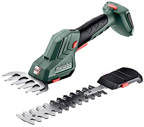 metabo Akku-Strauch- und Grasschere SGS 18 LTX Q, Gerät für Rasenkante | Leichte 2-in-1 Rasenschere und Strauchschere, 18 V Gartenwerkzeug ohne Akku, mit Schnellwechsel-System und Grasmesser