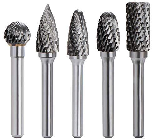 ASNOMY Wolframcarbid fräser – 5 Stück Raspel Set 10mm Hartmetall Rotary Frässet Frässtifte für Schneidschleifer, Metallschnitzen, Polieren, Gravieren, Bohren mit 6 mm Schaft Fräser-Bit-Set