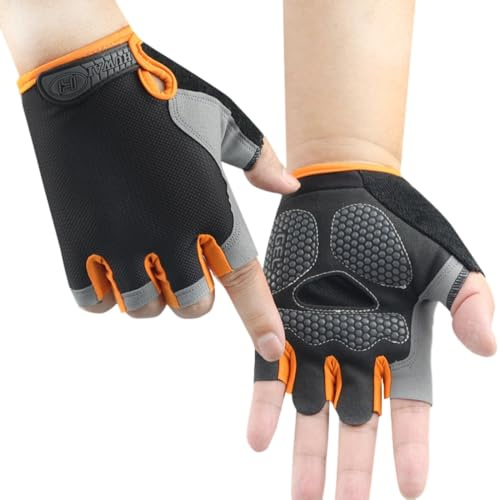 Fahrrad-handschuh, Kinder Jungen Mädchen Radfahren Klettern Halbfinger-Handschuhe Gel gepolstert BMX Fahrrad fingerlos, für Klettergerüst Fahrrad Skater Roller Outdoor Sport