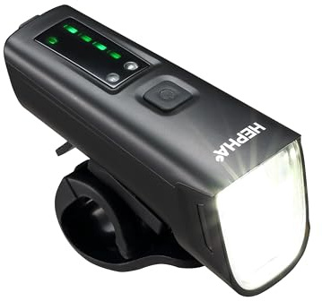 HEPHA Fahrrad Frontlicht 100 LUX mit OSRAM-LEDs，StVZO Zugelassen Fahrradlicht Vorne，IPX5 Wasserdicht Fahrradlampe, Blendfreies Design, USB Wiederaufladbar, Vier Modi, Schwarz