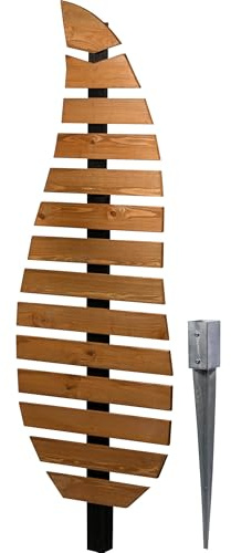 dobar® Green Label Rankhilfe Komplexus in Blattform zweifarbig aus Holz - Rankgerüst stehend mit Pfahl für Garten - Pflanzstütze für Kletterpflanzen