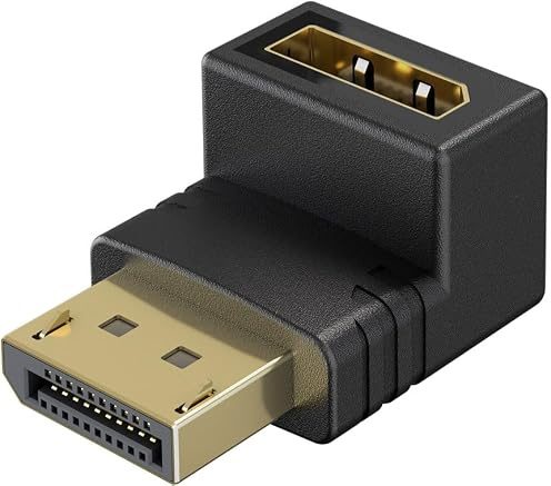 goobay DisplayPort Winkeladapter 90 Grad nach oben, 8K 144Hz, 4K 240Hz, DP 2.1, Gaming Stecker auf Buchse für PC, Monitor, Grafikkarte - 77129