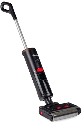 Vileda PureClean S5 Plus - Kabelloser Nass- & Trockensauger mit Zubehör - 3-in-1 Kehren, Saugen & Wischen, 30 Min Akkulaufzeit für 180 m2 Fläche, LED-Anzeige, Schwarz/Silber