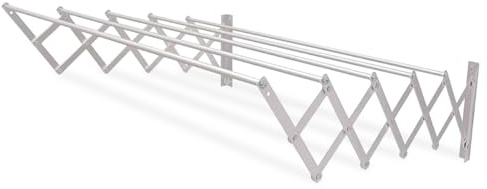 Amig – Ausziehbarer Wandwäscheständer - Maße: 110x14x3 cm - Trockenlänge: 5,5 m - Rostfreies Aluminium - Edelstahlschrauben - Für Innen- und Außenbereich - Einfache Montage