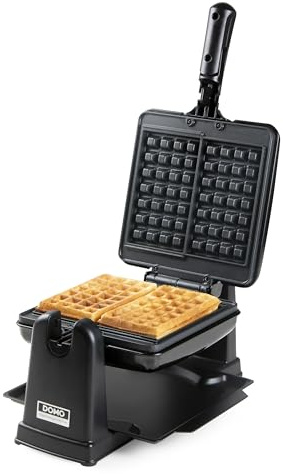 DOMO DO9224W Waffeleisen - Doppelwaffeleisen für Belgische Waffeln - Antihaftbeschichtung - 1400W - Schwarz