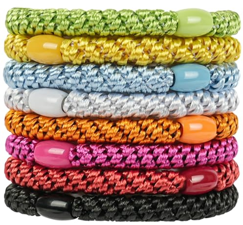 LOPHE Haargummis, 8 Stück, geflochten | Stark haltende Hair-Ties, weich für dickes und lockiges Haar