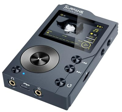 Surfans F20 - MP3 Player mit Bluetooth5.2, DSD DAC, Verlustfreier Hochauflösender Digitaler Ton, Tragbarer Audioplayer mit 64GB Speicherkarte, Speicher auf bis zu 256GB Erweiterbar