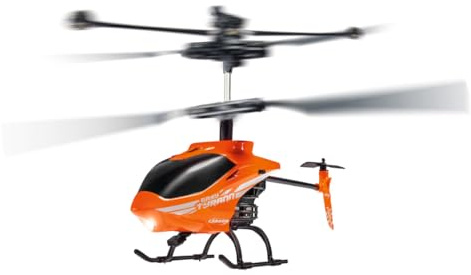 Carson 500507155 Nano Tyrann 230 Gyro IR 2CH, 100% flugfertig, Ferngesteuerter Helikopter, RC Hubschrauber, inkl. Batterien und Fernsteuerung, Orange, Schwarz, Weiß, 225 mm