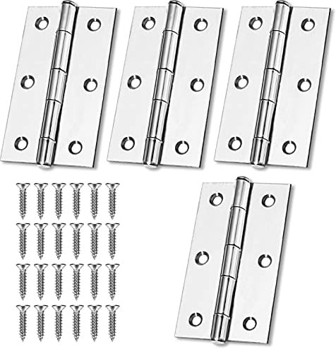 4 Stück Edelstahl Tür-Scharnier Scharniere,75mm × 50mm Edelstahlscharniere,Edelstahl-Klavierband,Klappbare Hintere Scharniere,Edelstahl Scharniere Steckverbinder,Türband Scharnier (4)