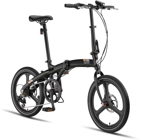 PACTO Two Klapprad 20 Zoll mit Schnelles Faltsystem (10 Sek), Aluminiumrahmen, Leichtgewicht (13KG), Shimano 6 Gänge, Doppelscheibenbremse und LED-Licht