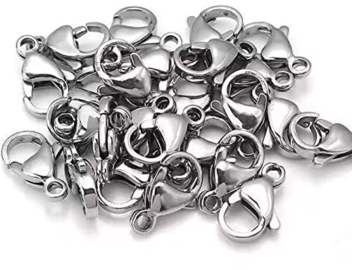 YIEUR 100 Stück Schmuckverschlüsse Karabinerverschluss Edelstahl, 12mm Armband Verschluss Schmuck Karabiner Verschluss für DIY Kunsthandwerk Schmuckherstellung (Edelstahl)