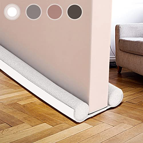 Zugluftstopper für türen 94cm,Türdichtung Luftzugstopper mit Doppeldichtung Zugluftstopper für Tür Noise Blocker Tür Zugluftstopper Windstopper & Türluftstopper-Weiß
