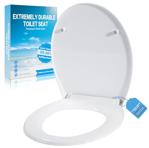 WC Sitz Mit Absenkautomatik,Toilettendeckel 0-Form Hochwertige Und Stabile Antibakterieller Toiletten,Stabile QualitäT,mit Quick Release Funktion | WC-Sitz Stabil bis 200kg