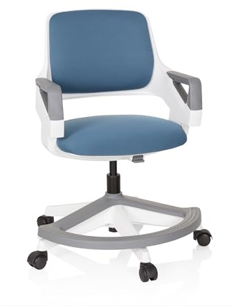 hjh OFFICE Kinder- & Jugendstuhl Kid Flex – Mitwachsender Drehstuhl mit Verstellbarer Rückenlehne, individuell anpassbar, 4–14 Jahre, Blau/Grau