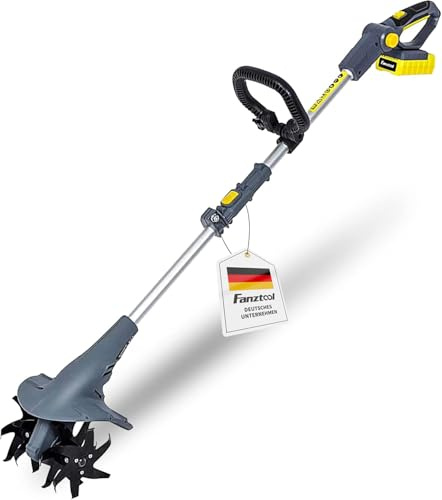 FANZTOOL Gartenfräse akku, Bodenhacke Akku Set (AK0019 mini Motorhacke Set) | Inkl. 20V / 2.5Ah Akku & Ladegerät, mit 20cm Arbeitsbreite,15 cm Arbeitstiefe Bodenhacke für klein Beet & Garten