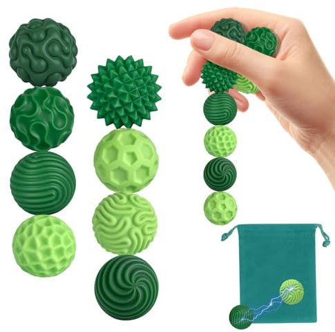 Zingbee 8 stück magnetische Fidget Toys,Silikon Magnetkugeln Anti-Stress | Sensorik Spielzeug,für Erwachsene und Kinder ADHS,Sensorische Magnetische Kugeln Set, Stressabbau und Entspannung（Grün）