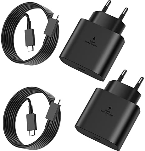 2er-Pack 25W USB C Ladegerät für Samsung,Super Fast Charger mit 2M Ladekabel,Typ C Handy Netzteil Adapter für Samsung Galaxy S26/S25/S24/S23/S22/S21 Ultra,für iPhone 17/16/15 Pro