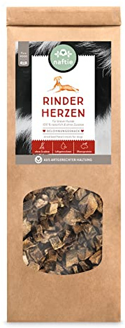 naftie Rinderherzen getrocknet für Hunde - Kausnack & Leckerli - 3x 250g | Viel Taurin & Eisen, kleine Trainingshappen, zuckerfrei, Belohnungs-Leckerli