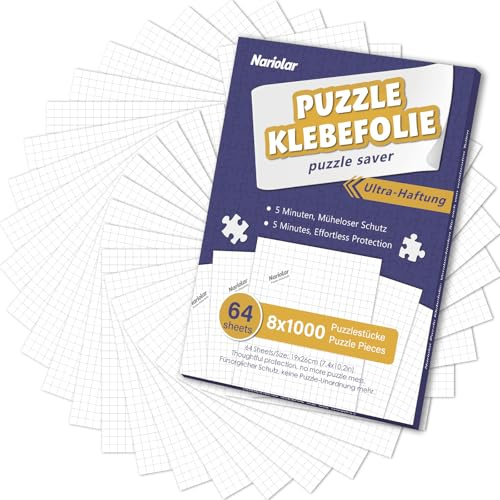Nariolar Ultra-Haftung Puzzle Klebefolie | 64 Super Puzzlekleber zum Erhalt von 8 x 1000 Teile Puzzles und zum Schutz der Puzzles in nur wenigen Minuten