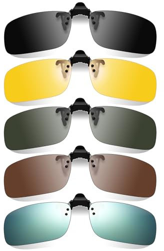Utensilsto 5 Stück Polarisierte Sonnenbrille Clip, Polarisationsbrille Clip | Clip on Polarisiert Flip up Clip on Sonnenbrille zum Aufstecken Damen und Herren, Sonnenbrillen Aufsatz Brille